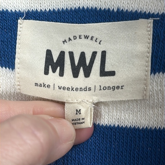 Madewell MWL Loop Terry Notched Sweatshirt size medium.NWT.Blue and White - Picture 5 of 8